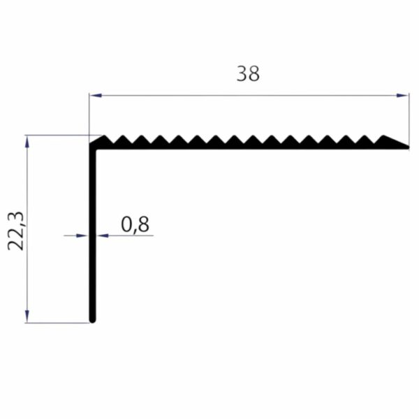 Алуминиум Л-профил 38*22мм -2,7м